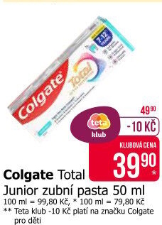 Pasta na zuby Junior total Colgate