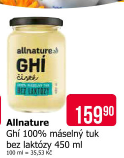 Přepuštěné máslo Ghí Allnature