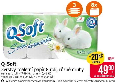 Toaletní papír 3vrstvý Q Soft