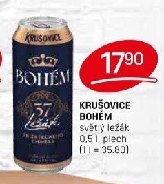 Pivo světlý ležák Bohém Krušovice