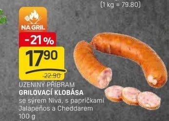 Klobásky s jalapeňos a cheddarem na gril Maso Příbram