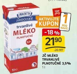 Mléko trvanlivé Jihočeské Madeta - 3,5% plnotučné