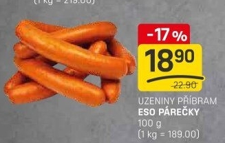 Párky Eso Příbramská uzenina