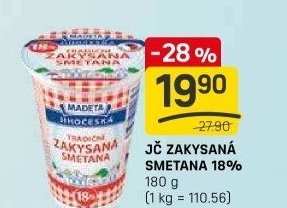 Smetana zakysaná Jihočeská Madeta 18%