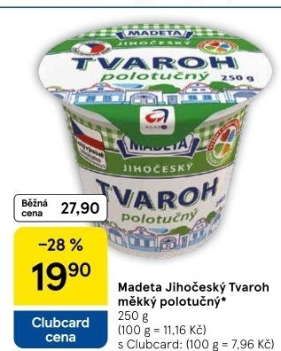 Tvaroh polotučný Jihočeský Madeta