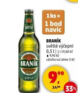Pivo světlé výčepní 10° Braník