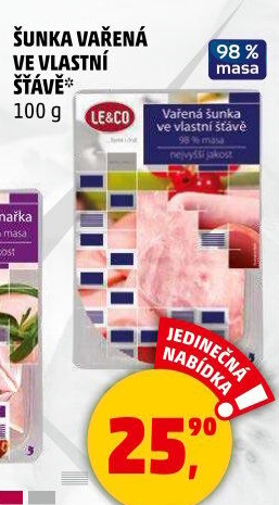 Šunka nejvyšší jakosti vařená ve vlastní šťávě Le &amp