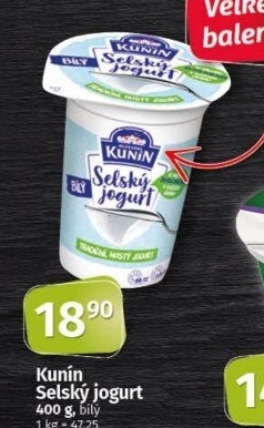 Bílý jogurt selský Mlékárna Kunín