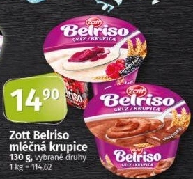 Mléčná krupice Belriso Zott
