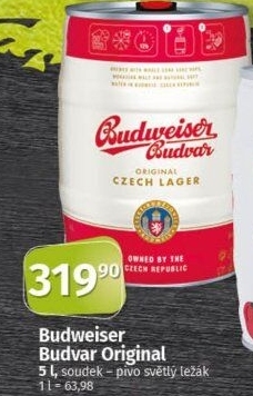 Pivo světlý ležák Original Budweiser Budvar - soudek