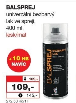 Akrylový lak ve spreji Balsprej Barvy a laky Hostivař