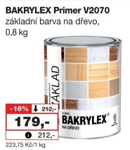 Barva na dřevo základní Primer Bakrylex Barvy a laky Hostivař