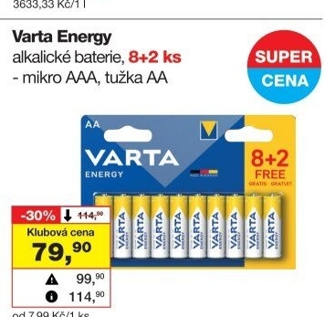 Baterie alkalické Energy Varta