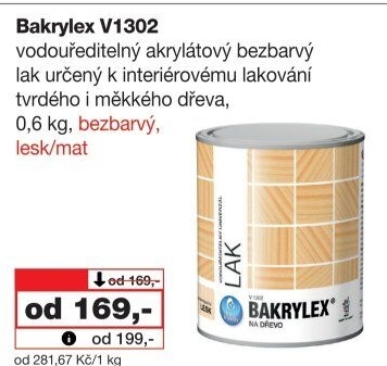 Lak univerzální na dřevo lesk Bakrylex Barvy a laky Hostivař