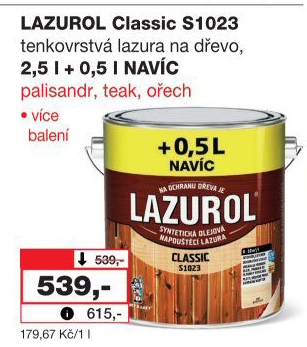 Lazura na dřevo Classic Lazurol