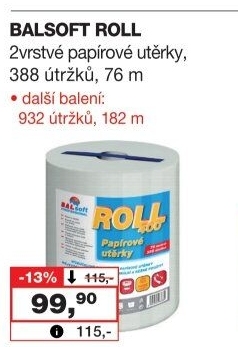 Papírové utěrky 2vrstvé Roll BALsoft
