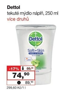 Tekuté mýdlo antibakteriální Dettol - náplň do bezdotykového dávkovače