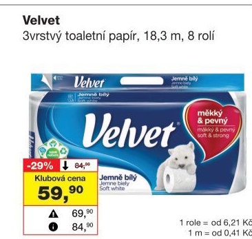 Toaletní papír 3vrstvý Velvet