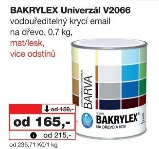 Univerzální email Bakrylex Mat Barvy a laky Hostivař