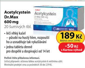 Šumivé tablety na vykašlávání Acetylcystein Dr.Max
