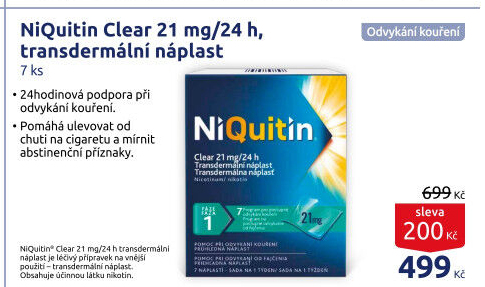 Náplast nikotinová 21 mg Clear NiQuitin