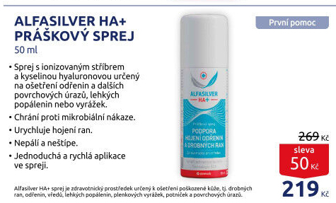 Práškový sprej na rány HA+ AlfaSilver