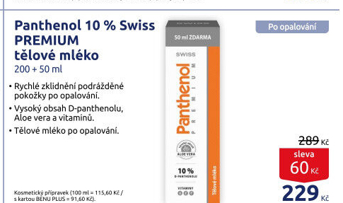 Tělové mléko Panthenol 10% Premium Swiss