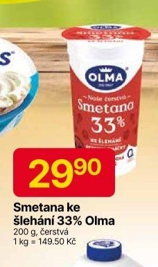 Smetana ke šlehání Olma 33%