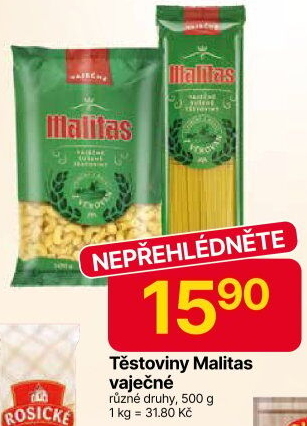 Těstoviny vaječné Malitas