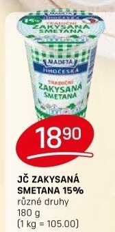 Smetana zakysaná Jihočeská Madeta 15%