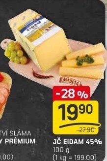 Sýr Eidam Jihočeský 45% Madeta