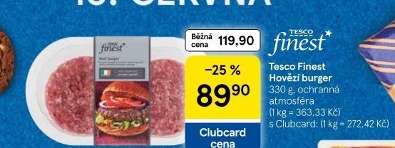 Hovězí hamburger Tesco Finest