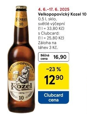 Pivo světlé výčepní 10°Velkopopovický Kozel