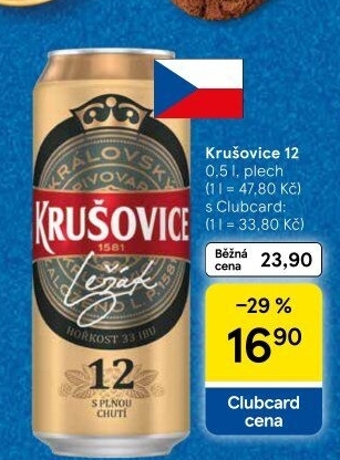 Pivo světlý ležák Královský 12° Krušovice