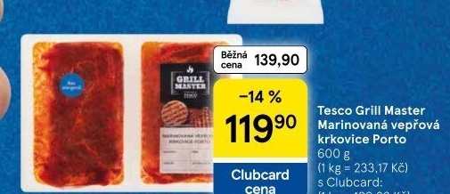 Vepřová krkovice marinovaná bez kosti Porto Grill Master Tesco