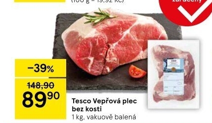 Vepřová plec bez kosti Tesco