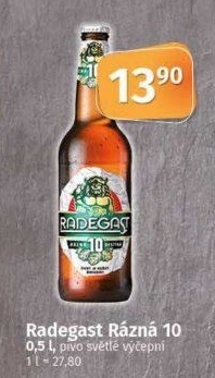 Pivo světlé výčepní Rázná 10° Radegast