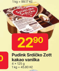 Pudinkový dezert Srdíčko Zott