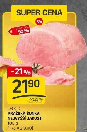 Šunka pražská nejvyšší jakosti LE&amp