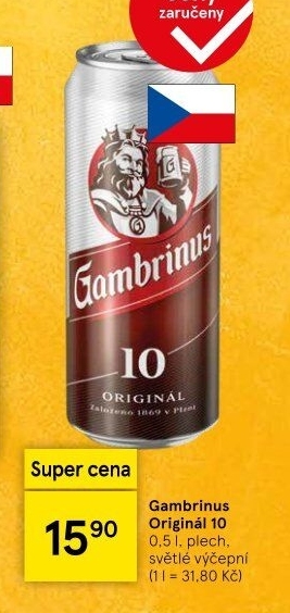 Pivo světlé výčepní Originál 10° Gambrinus