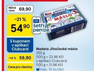 Máslo Jihočeské Madeta