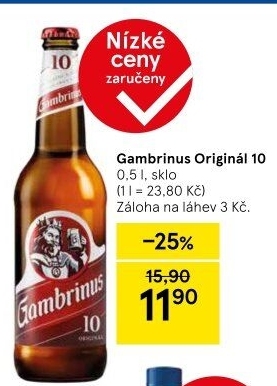 Pivo světlé výčepní Originál 10° Gambrinus