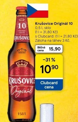Pivo světlé výčepní Originál Královská 10° Krušovice