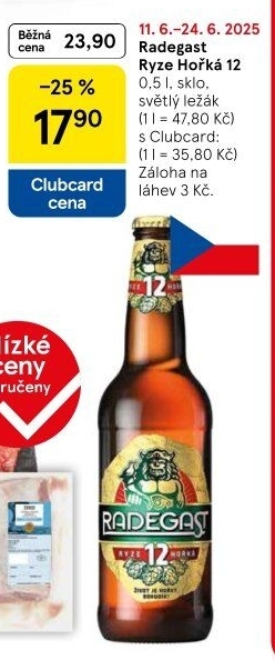 Pivo světlý ležák 12° Ryze hořká Radegast