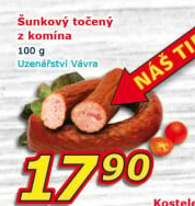 Salám šunkový točený z komína Uzenářství Vávra
