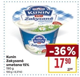 Zakysaná smetana Mlékárna Kunín 15%
