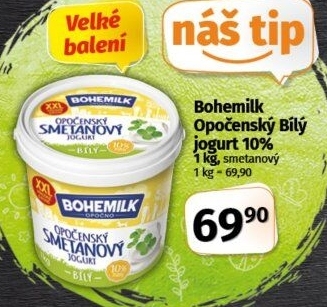 Bílý jogurt smetanový Opočenský Bohemilk