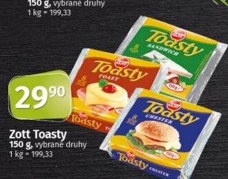 Sýr tavený plátky Toasty Zott