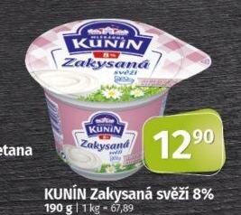 Zakysaná smetana svěží Mlékárna Kunín 8%