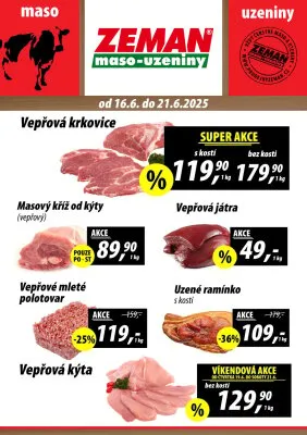 akční leták ZEMAN maso - uzeniny 16.6.2025-21.6.2025